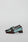 Suzanne Rae Pointed Loafer in Aqua Plissé and Sequoia Nappa