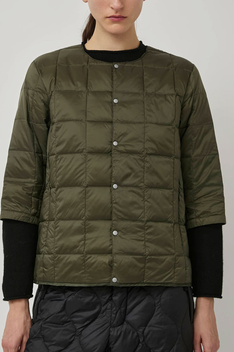 TAION Crew Neck Down 3/4 Sleeve in Dark Olive