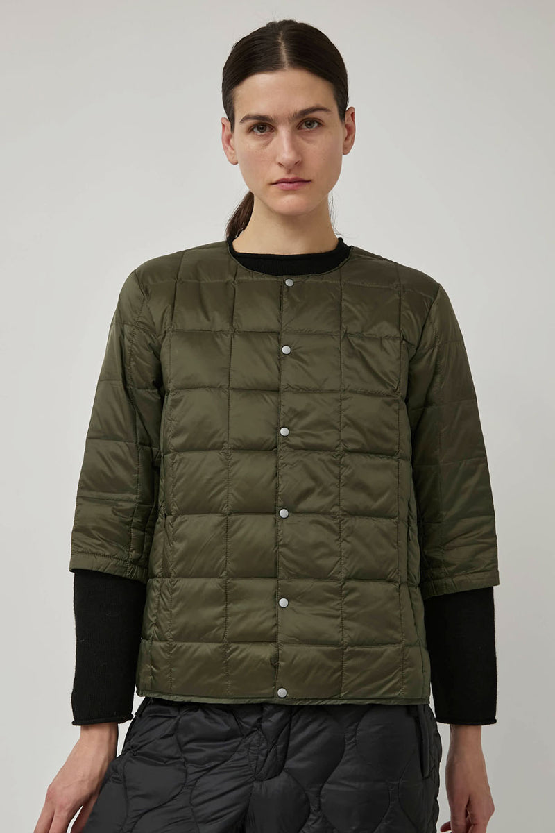 TAION Crew Neck Down 3/4 Sleeve in Dark Olive