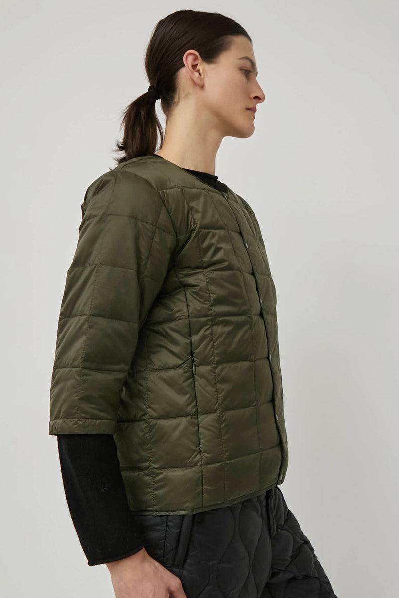 TAION Crew Neck Down 3/4 Sleeve in Dark Olive