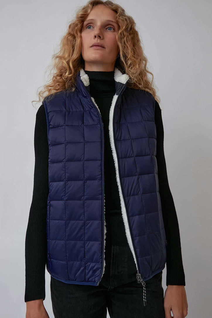 TAION Down x BOA Reversible Vest in Navy with Ivory Fleece