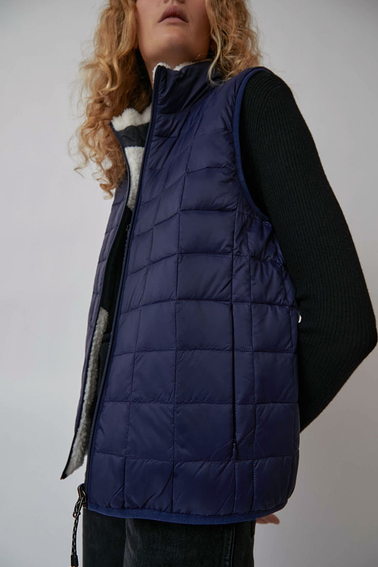 TAION Down x BOA Reversible Vest in Navy with Ivory Fleece