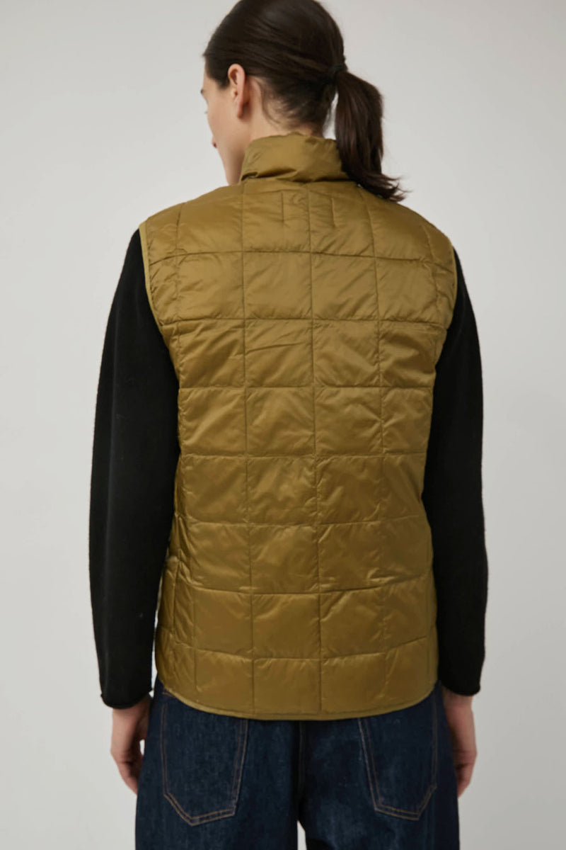 TAION High Neck W-Zip Down Vest in Beige