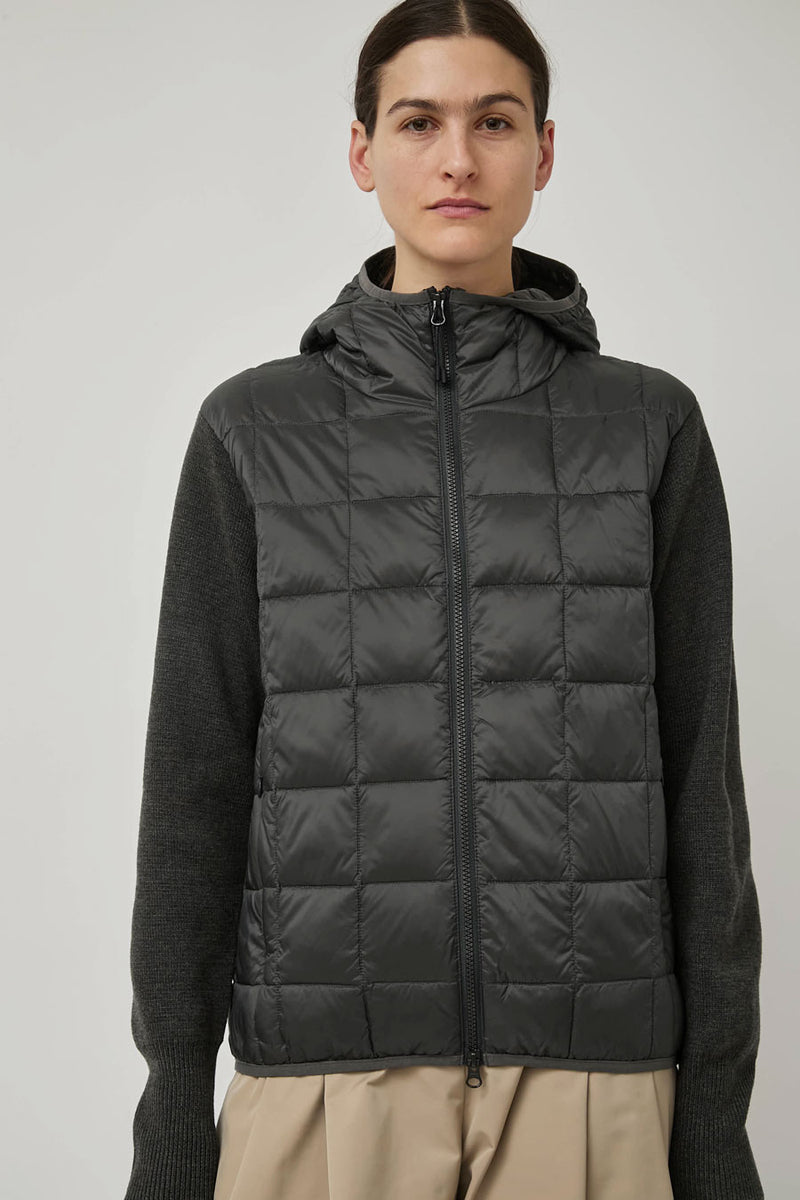 TAION Hood Down Jacket Knit in Dark Charcoal