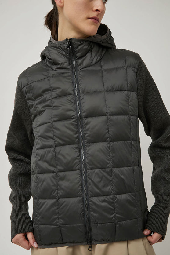 TAION　HOOD DOWN JACKET TAION Hood Down Jacket Knit in Dark Charcoal – No.6 Store