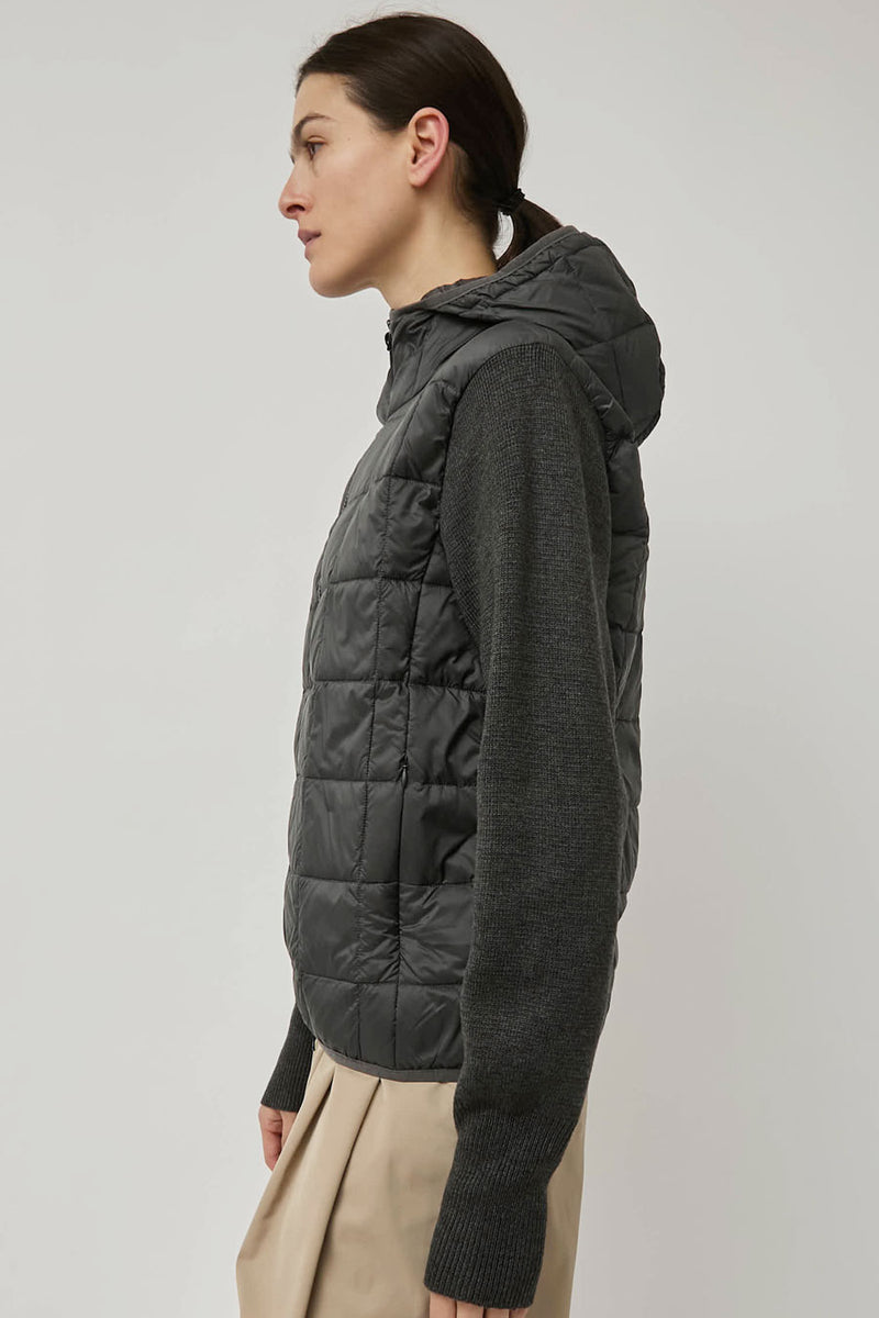 TAION Hood Down Jacket Knit in Dark Charcoal