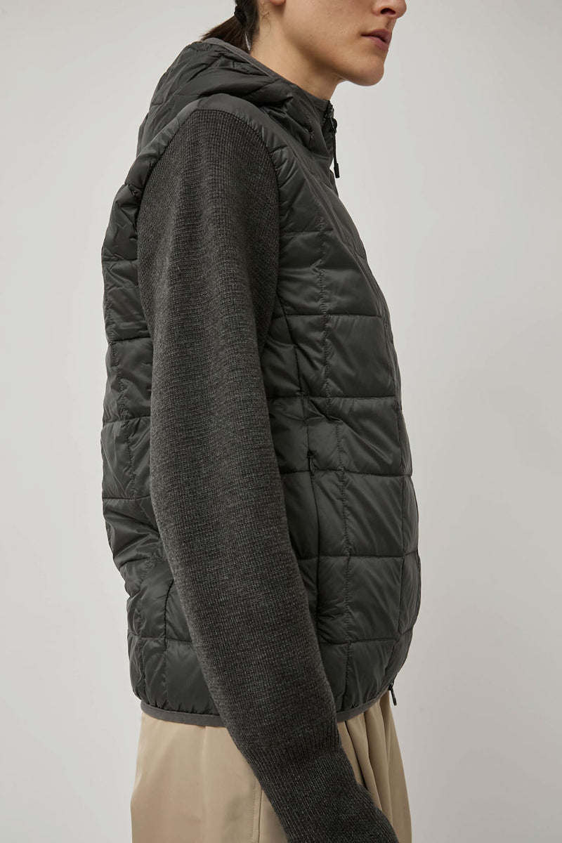 TAION Hood Down Jacket Knit in Dark Charcoal