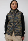 TAION Hooded W-Zip Down Vest in Tiger Stripe