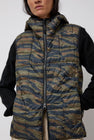 TAION Hooded W-Zip Down Vest in Tiger Stripe