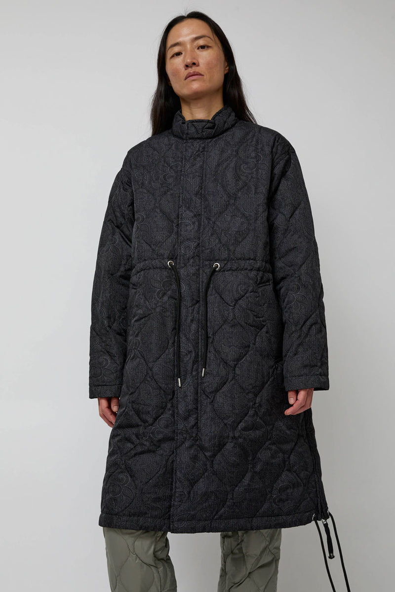 TAION Military Flyfront Long down Jacket in Paisley