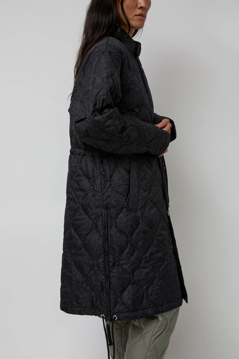 TAION Military Flyfront Long down Jacket in Paisley