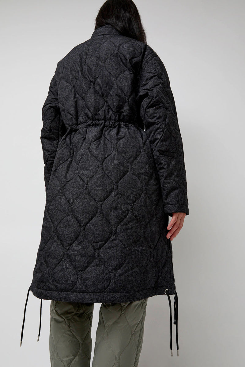 TAION Military Flyfront Long down Jacket in Paisley