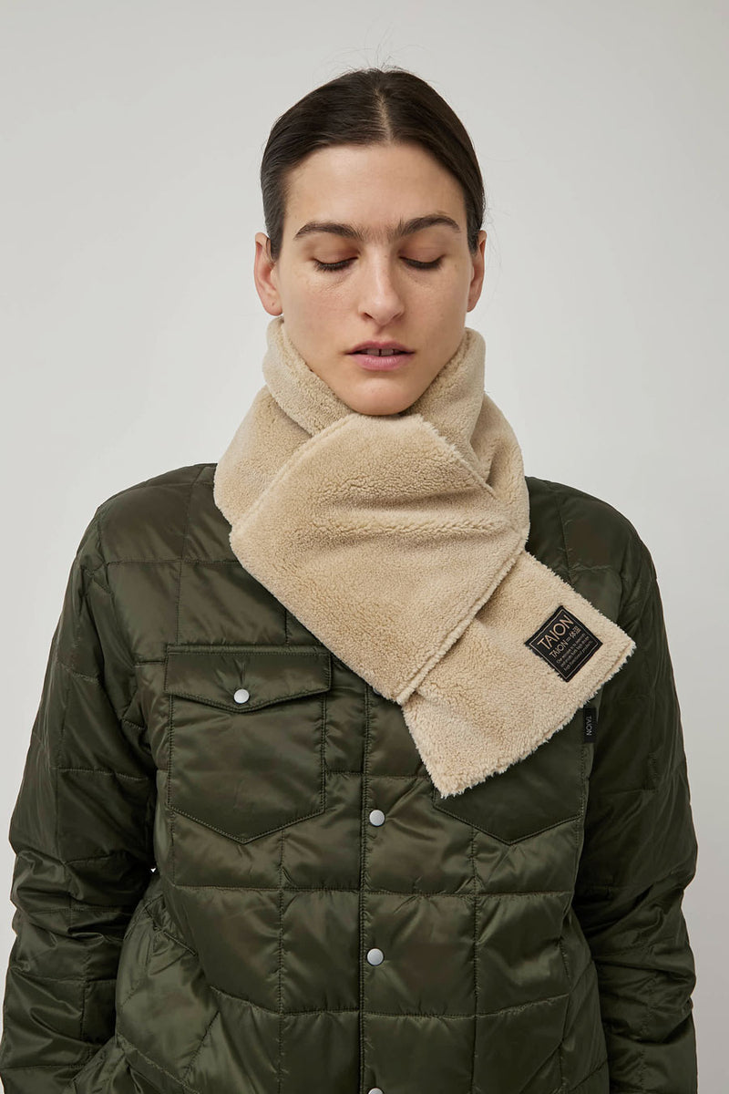 TAION Military Reversible Down Scarf in Dark Coco and Beige