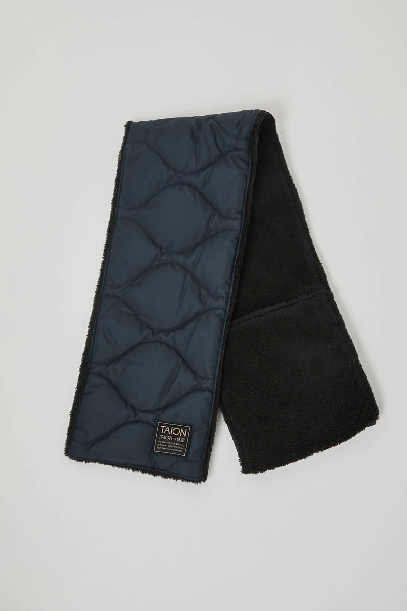 TAION Military Reversible Down Scarf in Dark Navy and Black