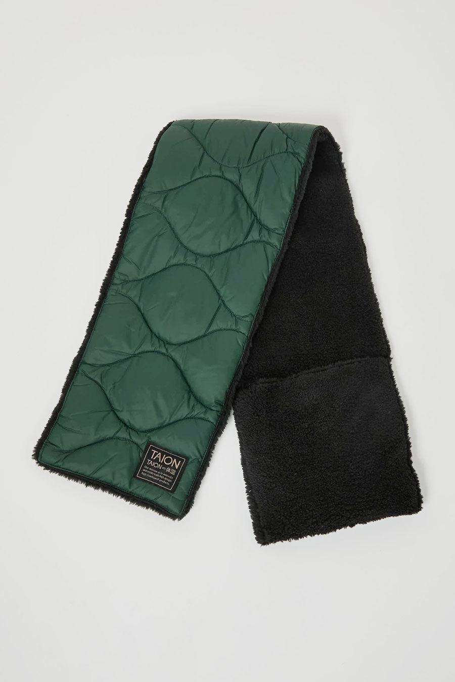 TAION Military Reversible Down Scarf in Green and Black