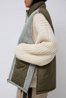 TAION Military Reversible Hi-Neck Down Vest in Multi and Cream