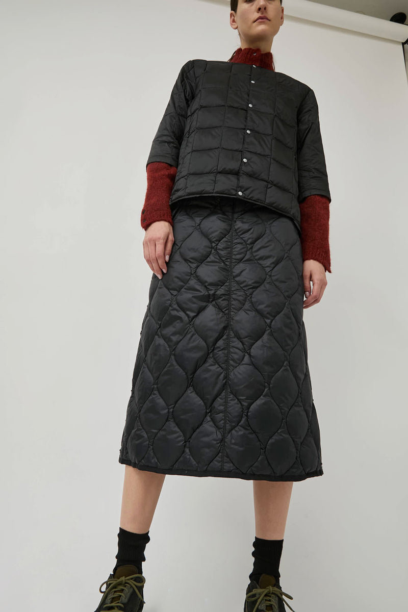 TAION Military Snap Button Down Skirt in Black