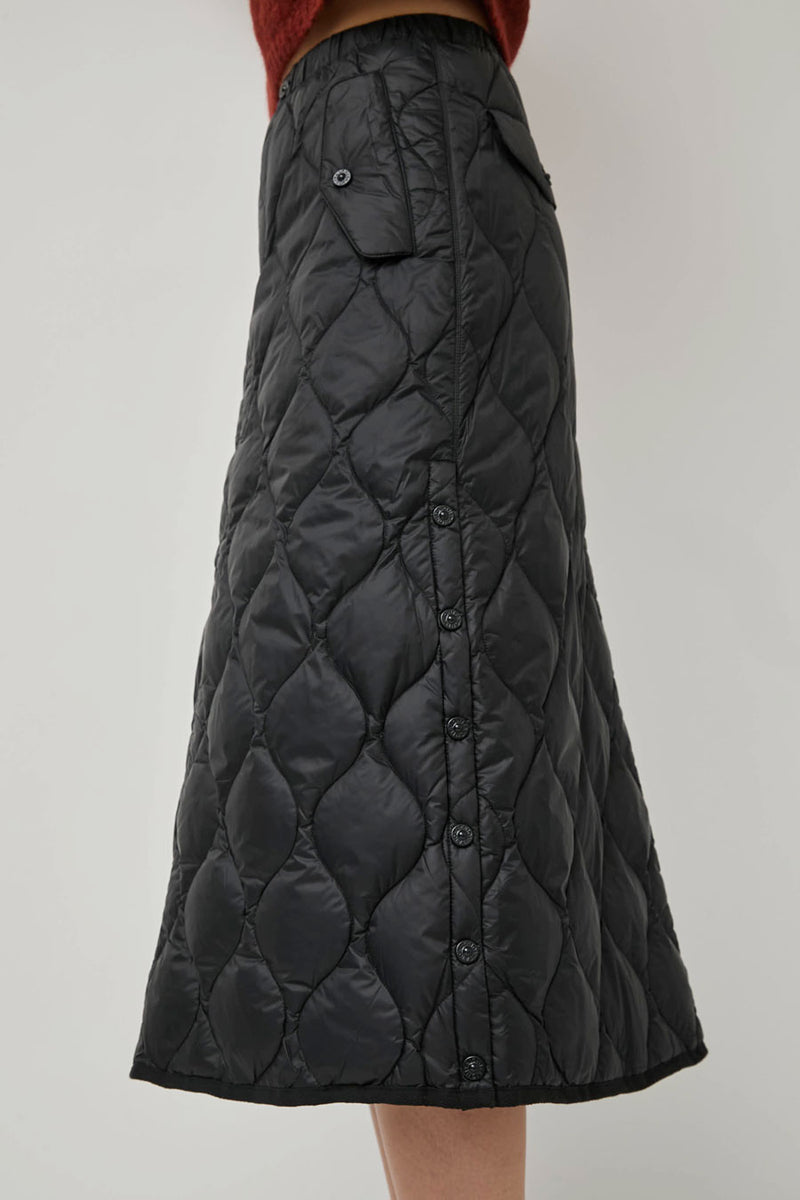 TAION Military Snap Button Down Skirt in Black