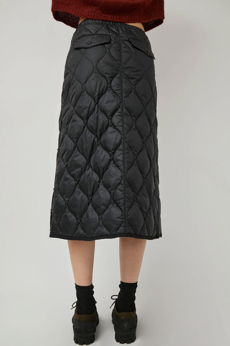 TAION Military Snap Button Down Skirt in Black