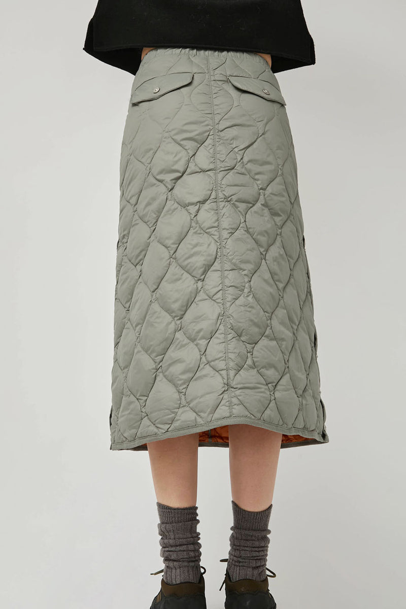 TAION Military Snap Button Down Skirt in Dark Sage