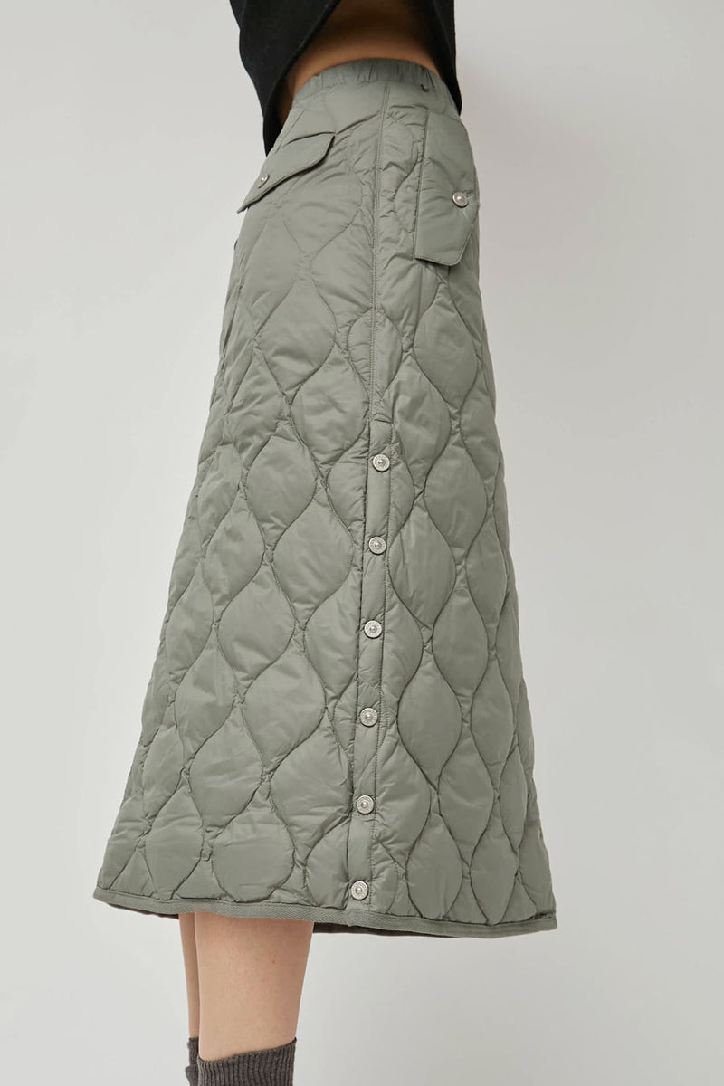 TAION Military Snap Button Down Skirt in Dark Sage