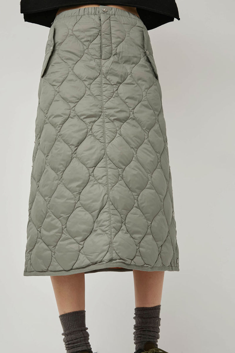 TAION Military Snap Button Down Skirt in Dark Sage