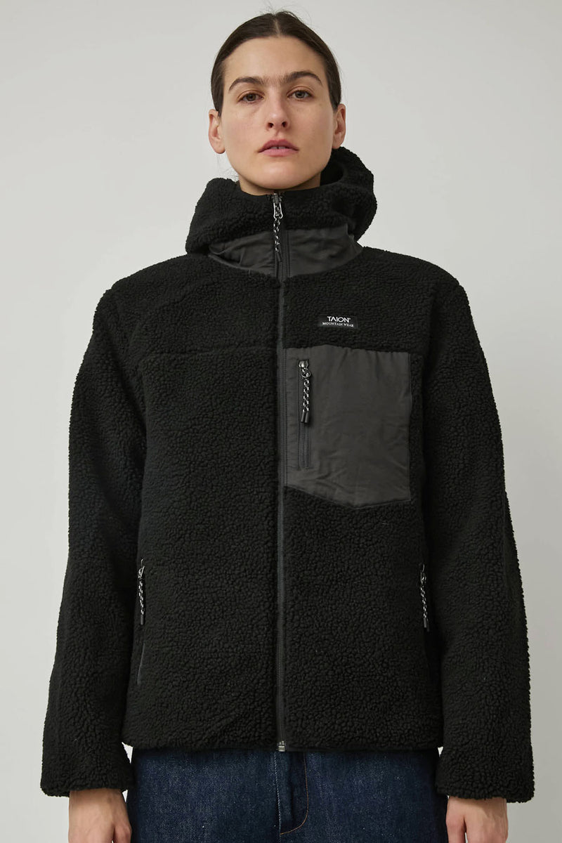 TAION Mountain Reversible Hood Jacket in Brushed Meadows and Black