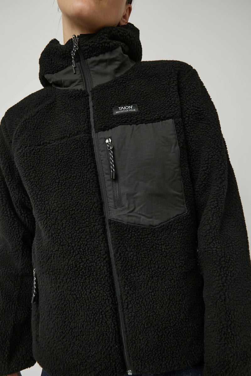 TAION Mountain Reversible Hood Jacket in Brushed Meadows and Black