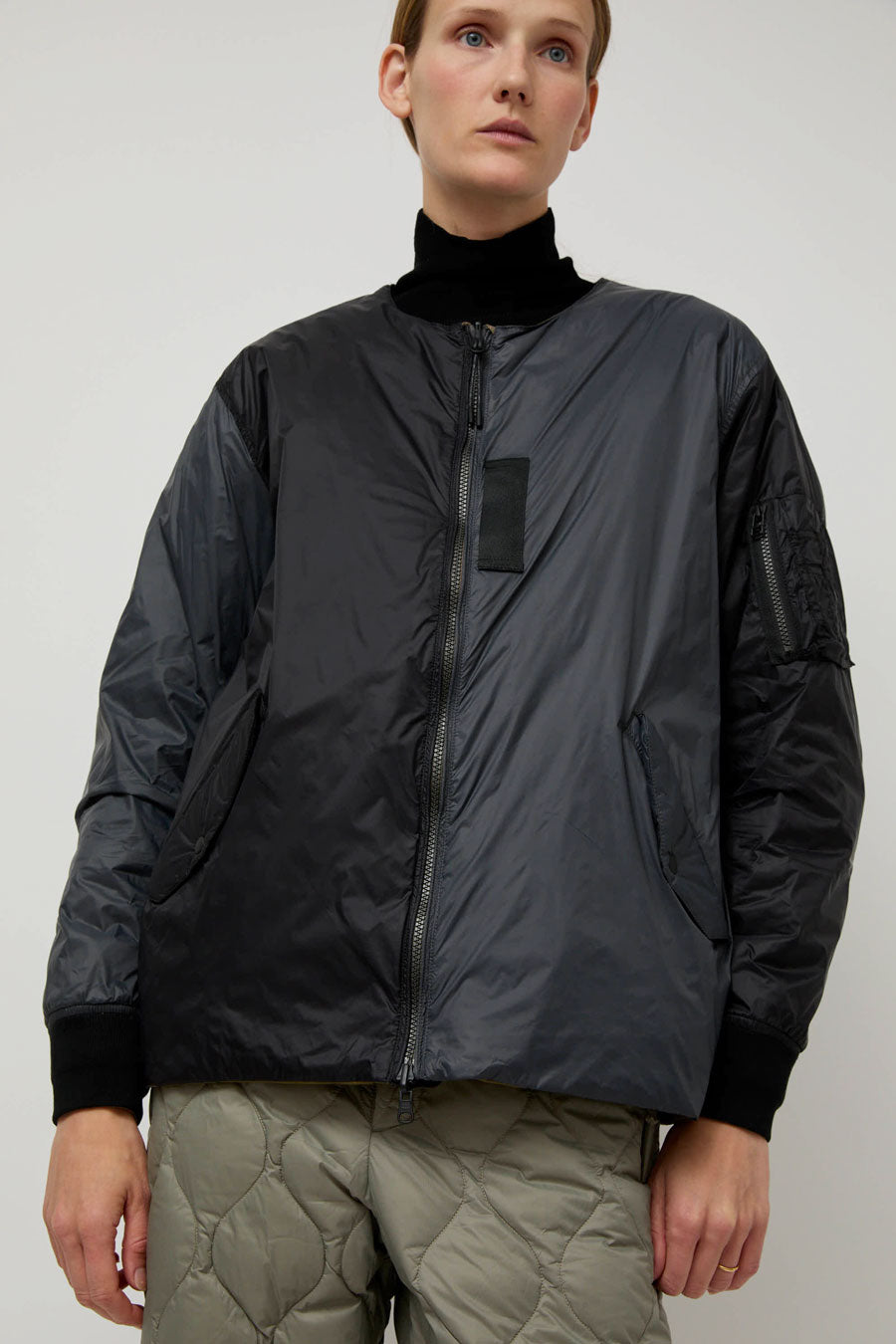 TAION Reversible MA-1 Type Inner Down Jacket in CRZY and Black