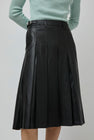 TONYWACK Faux Leather Pleated Midi Skirt in Black
