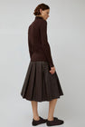 TONYWACK Faux Leather Pleated Midi Skirt in Brown