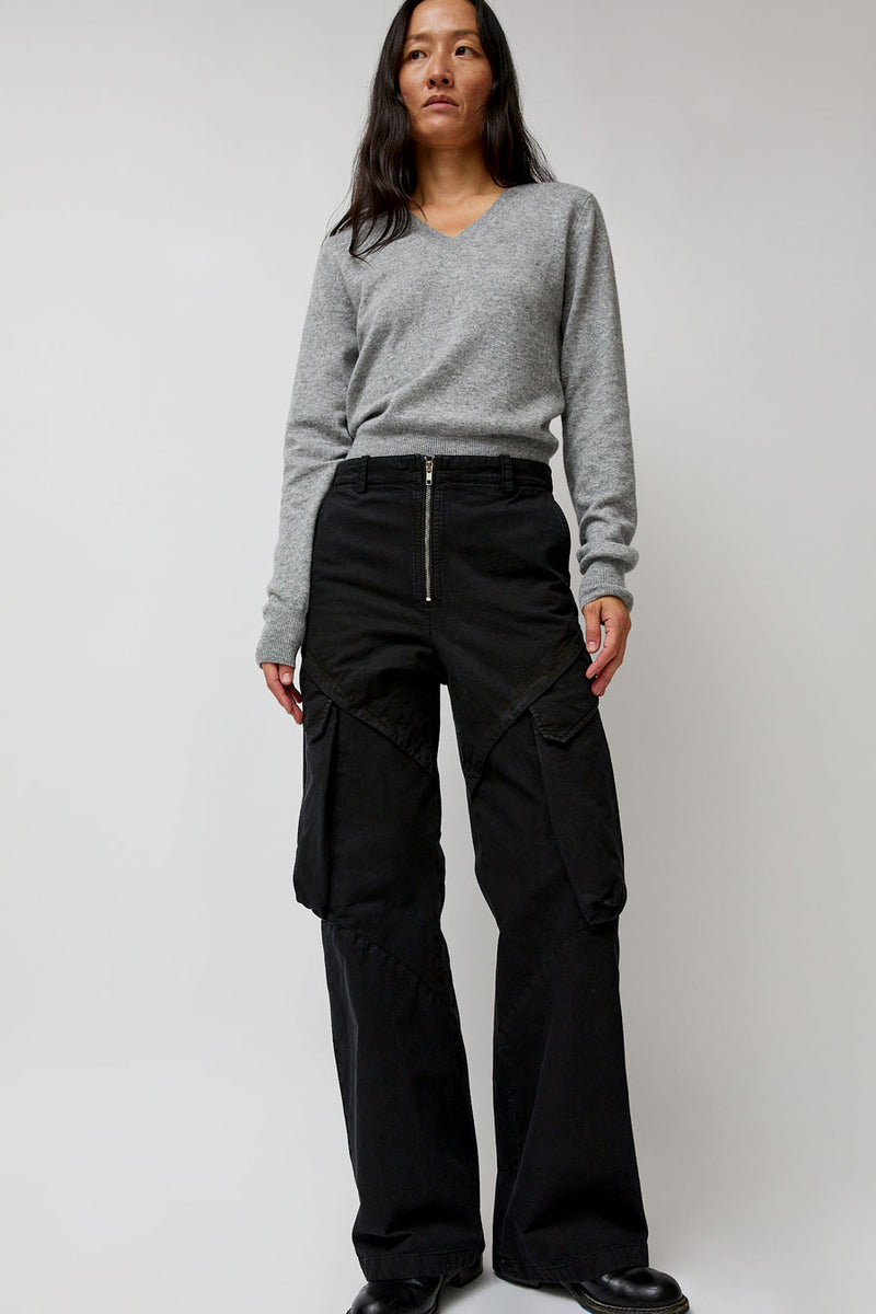 TONYWACK Garment-Dyed Gabardine Wide Cargo Pants in Carbon Pigment