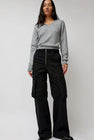 TONYWACK Garment-Dyed Gabardine Wide Cargo Pants in Carbon Pigment