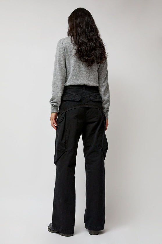 TONYWACK Garment-Dyed Gabardine Wide Cargo Pants in Carbon Pigment