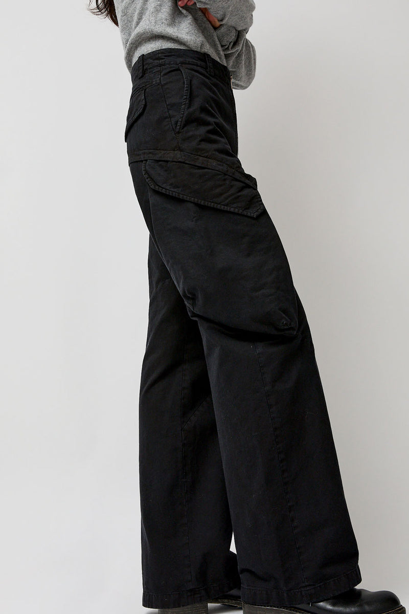 TONYWACK Garment-Dyed Gabardine Wide Cargo Pants in Carbon Pigment