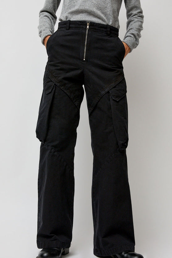 TONYWACK Garment-Dyed Gabardine Wide Cargo Pants in Carbon Pigment