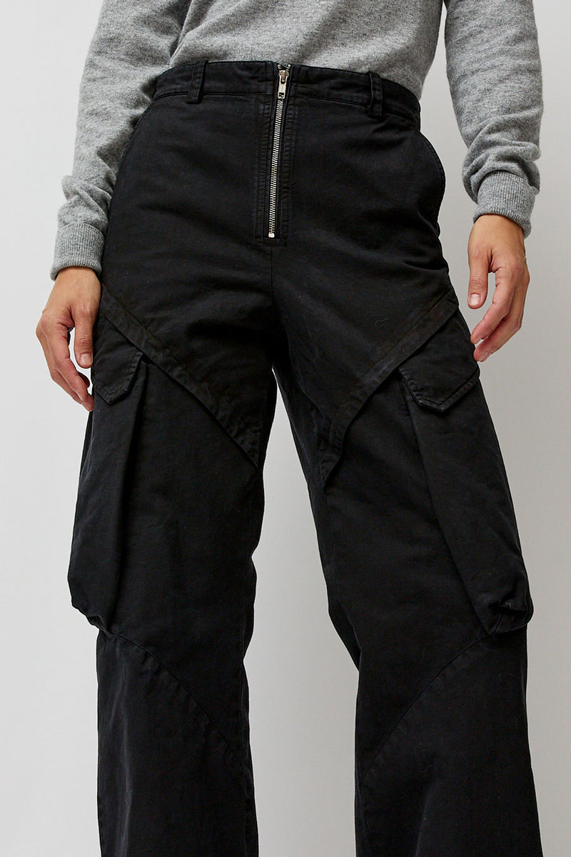 TONYWACK Garment-Dyed Gabardine Wide Cargo Pants in Carbon Pigment