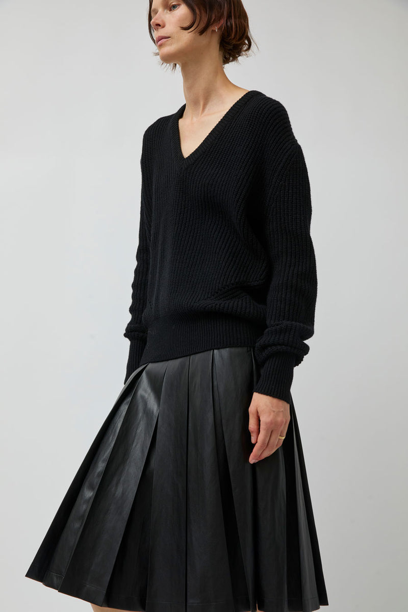 TONYWACK Merino Wool V-Neck Sweater in Black