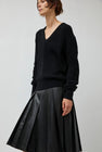 TONYWACK Merino Wool V-Neck Sweater in Black