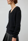 TONYWACK Merino Wool V-Neck Sweater in Black