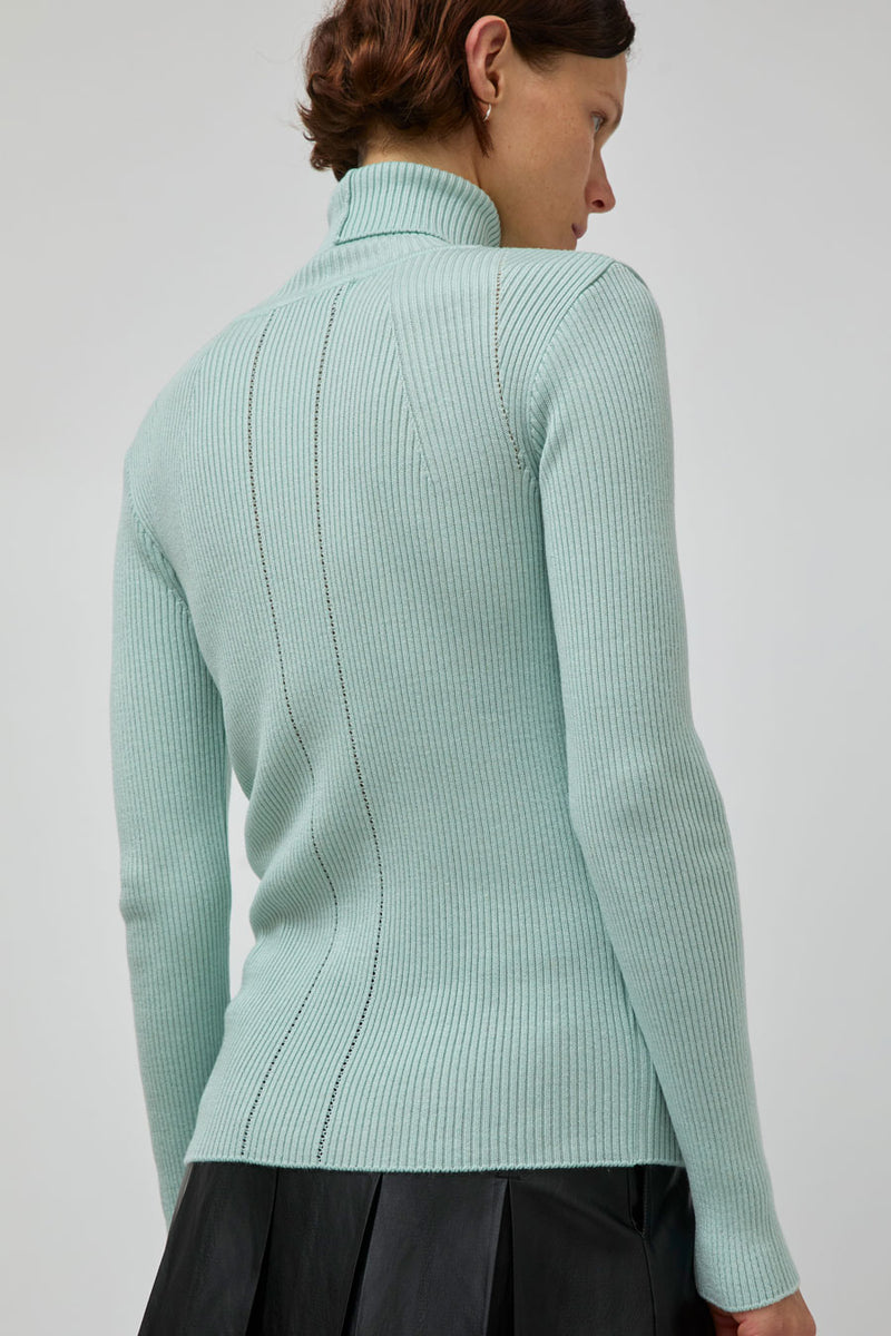 TONYWACK Slim-Fit Ribbed Turtleneck in Mint