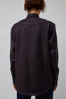 TONYWACK Striped Wool Western Shirt in Dark Burgundy