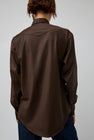 TONYWACK Striped Wool Western Shirt in Sepia Brown