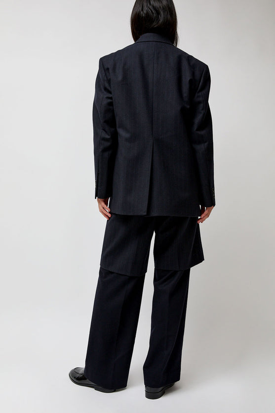 TONYWACK Virgin Wool Oversized Tailored Jacket in Navy Pinstripe