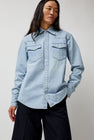 TONYWACK Washed Denim Western Shirt in Washed Light Blue