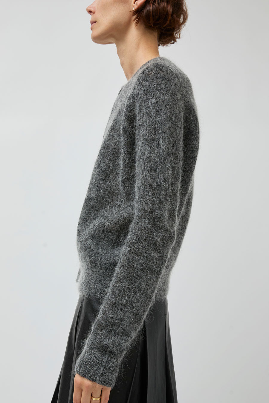 TONYWACK Wool and Mohair Cardigan in Melange Grey