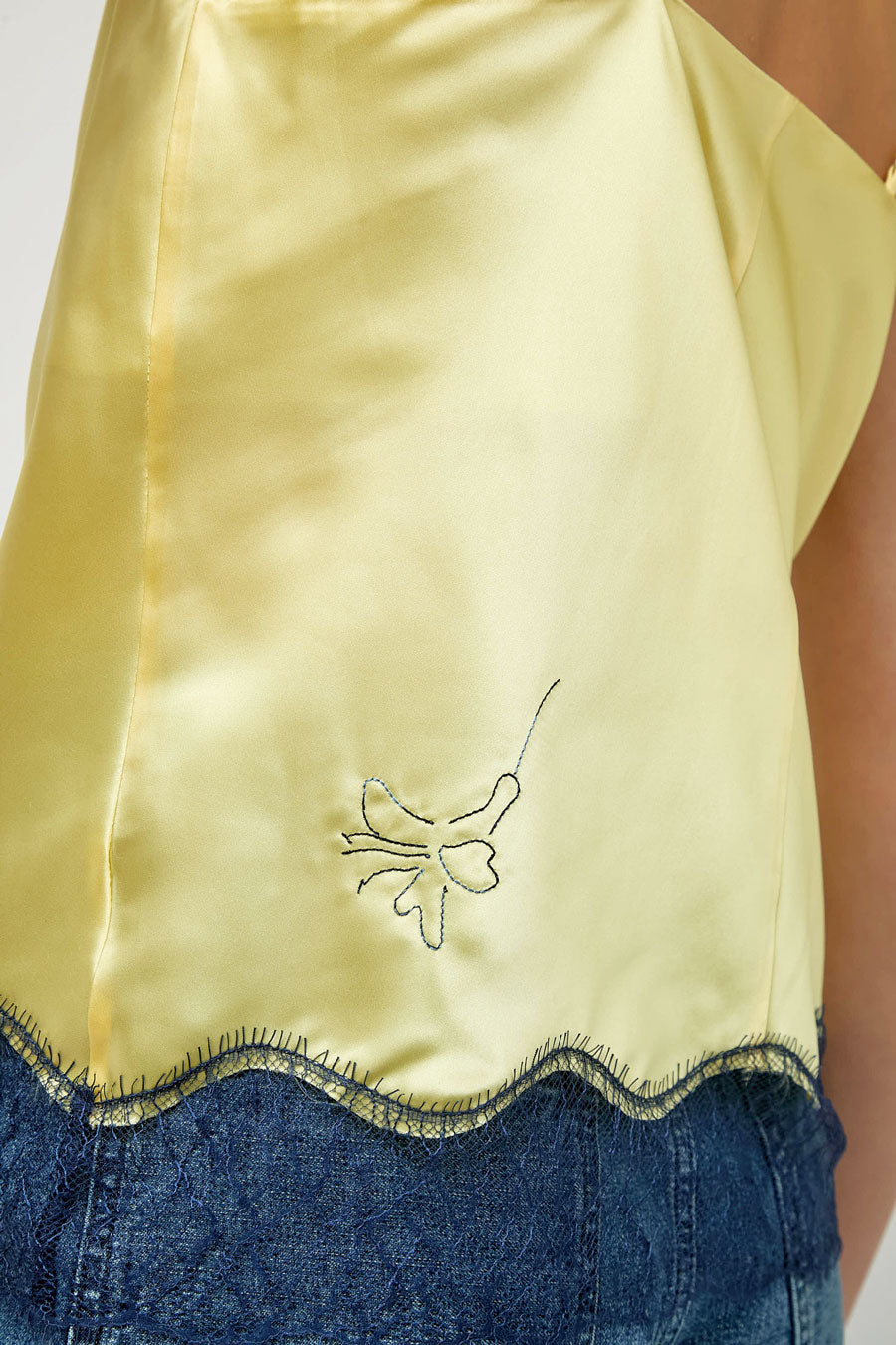 Tanaka Combi Cami Top in Light Yellow with Flowers