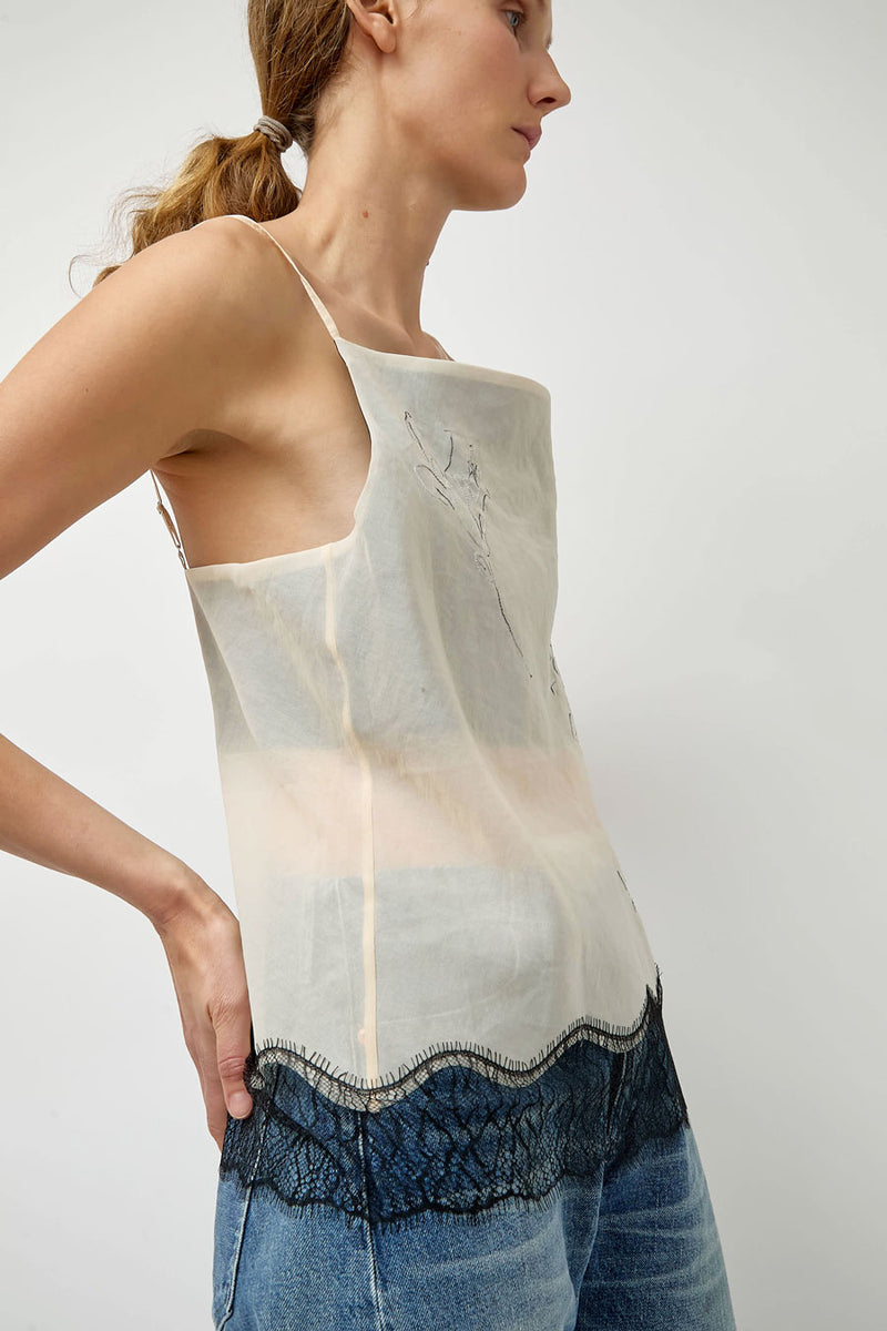 Tanaka Combi Cami Top in Natural with Embroidery