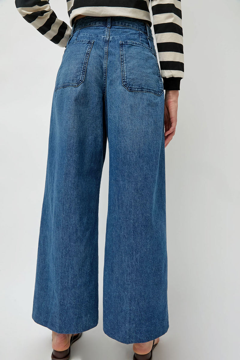Tanaka Hakama Jean Trousers in Vintage Blue
