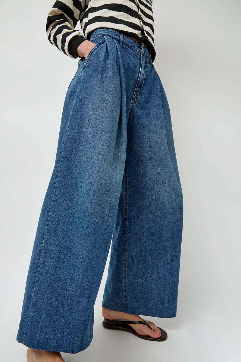 Tanaka Hakama Jean Trousers in Vintage Blue